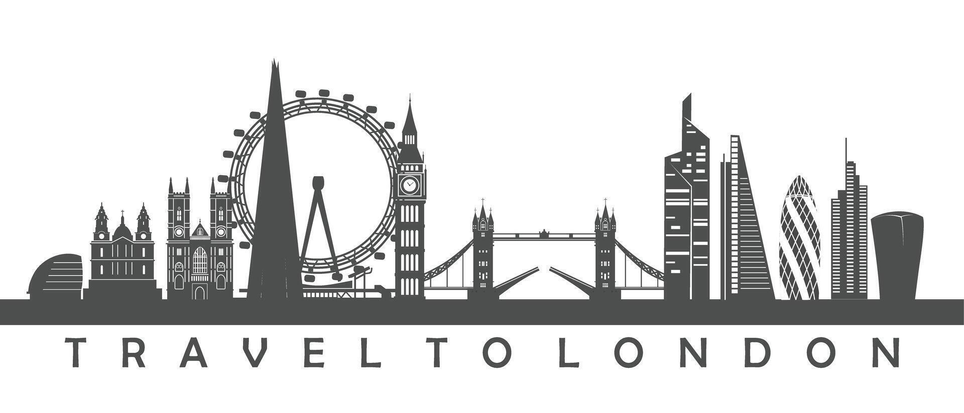 Londra città silhouette con famoso edifici vettore