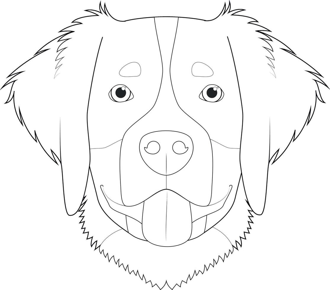 bernese montagna cane facile colorazione cartone animato vettore illustrazione. isolato su bianca sfondo
