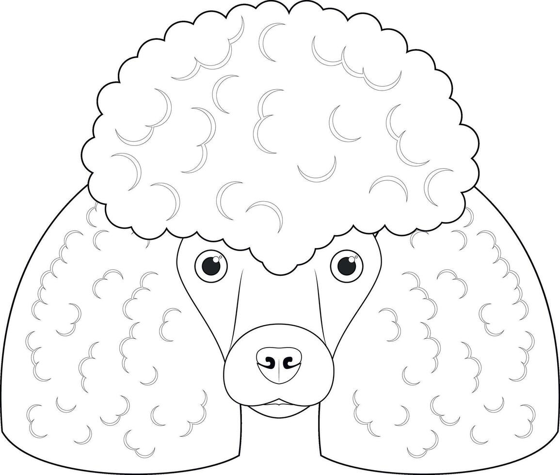 barboncino cane facile colorazione cartone animato vettore illustrazione. isolato su bianca sfondo