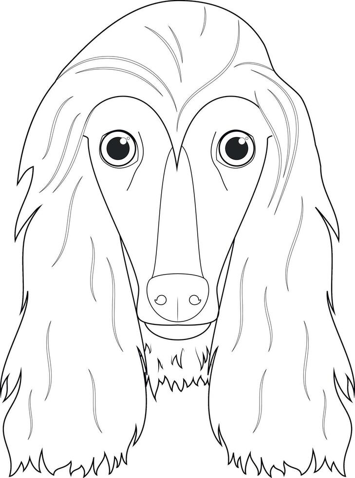 afgano cane da caccia cane facile colorazione cartone animato vettore illustrazione. isolato su bianca sfondo