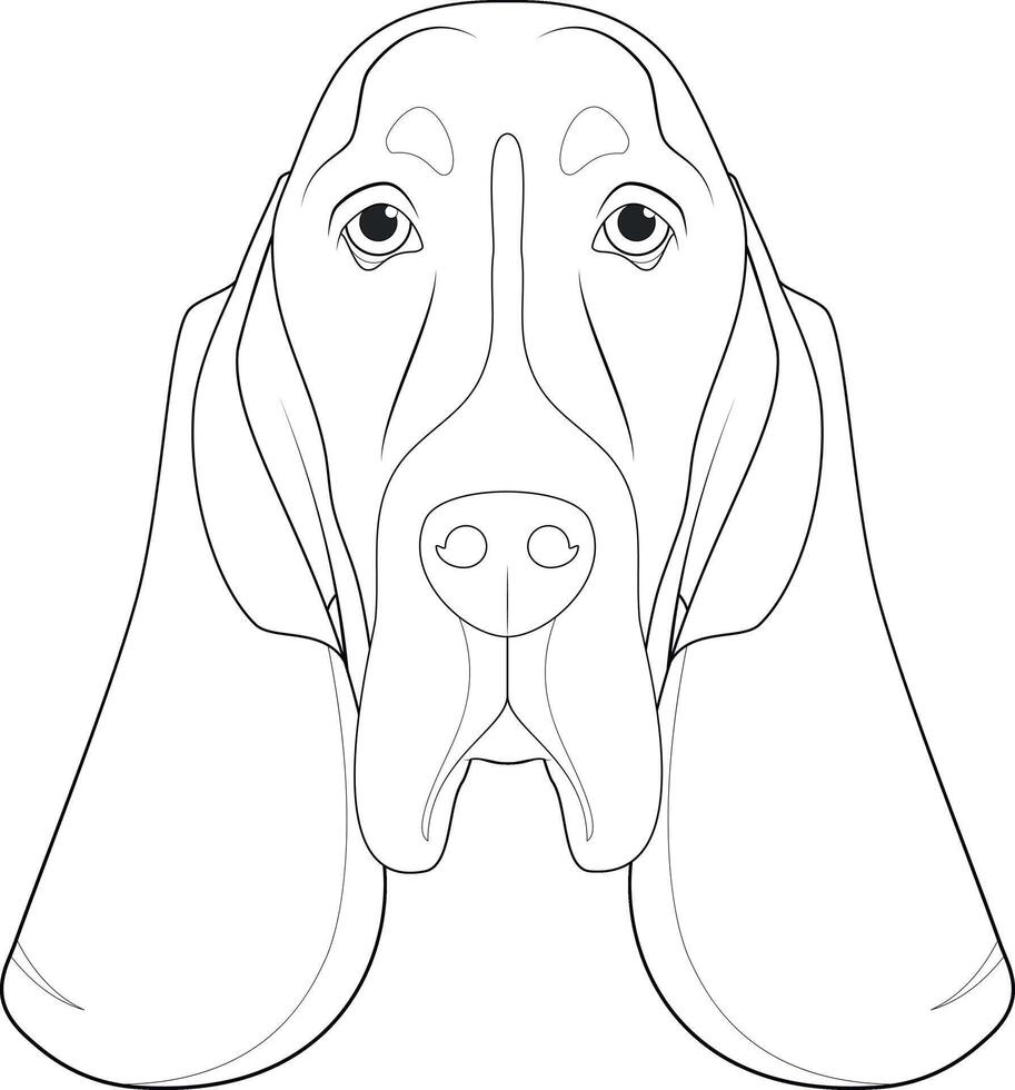 bassetto cane da caccia cane facile colorazione cartone animato vettore illustrazione. isolato su bianca sfondo