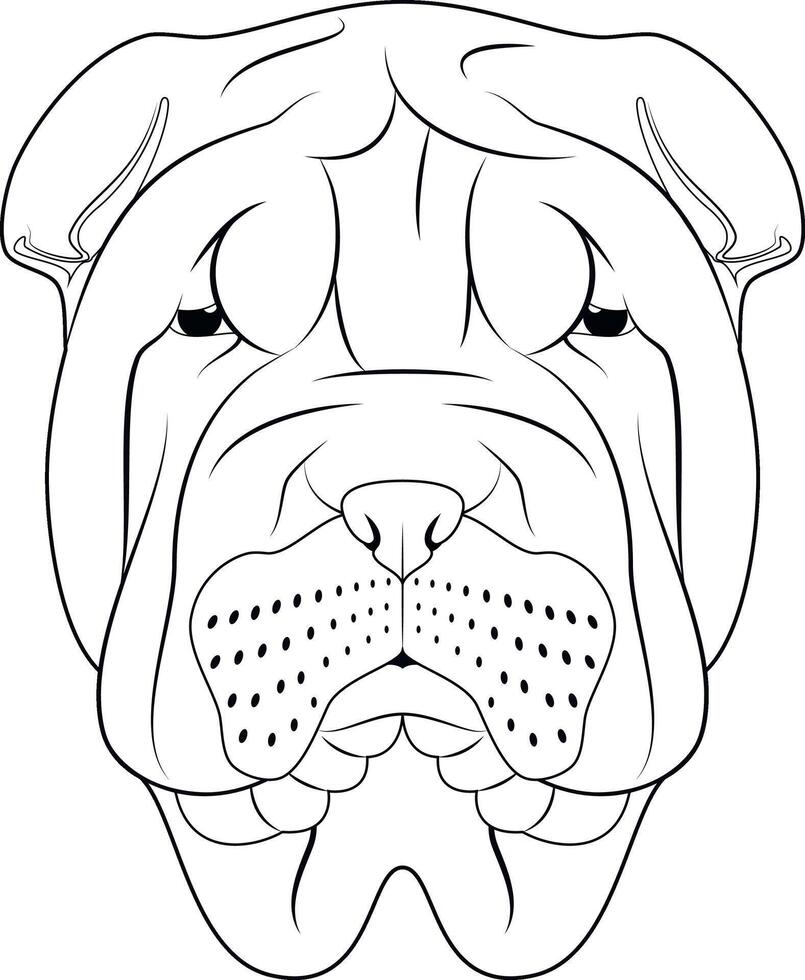 shar pei cane facile colorazione cartone animato vettore illustrazione. isolato su bianca sfondo