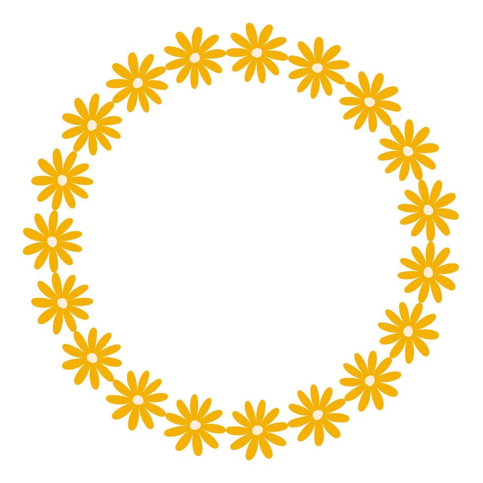 primavera minimalista floreale ghirlanda con copia spazio. mano disegnato telaio con fiori. semplice piatto estate fiorire decorazione elementi per invito carte manifesto vettore