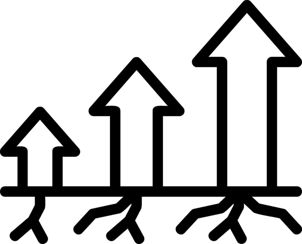 salire radici linea icona vettore