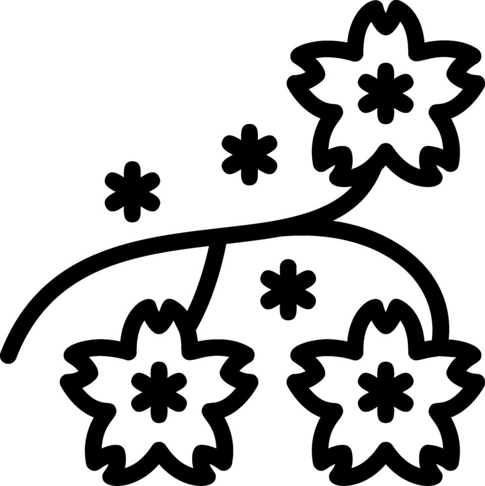 ciliegia fiorire ramo linea icona vettore