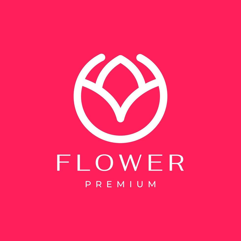 fiore mini cuffie pianta femminile cerchio geometrico semplice minimalista logo design vettore icona illustrazione