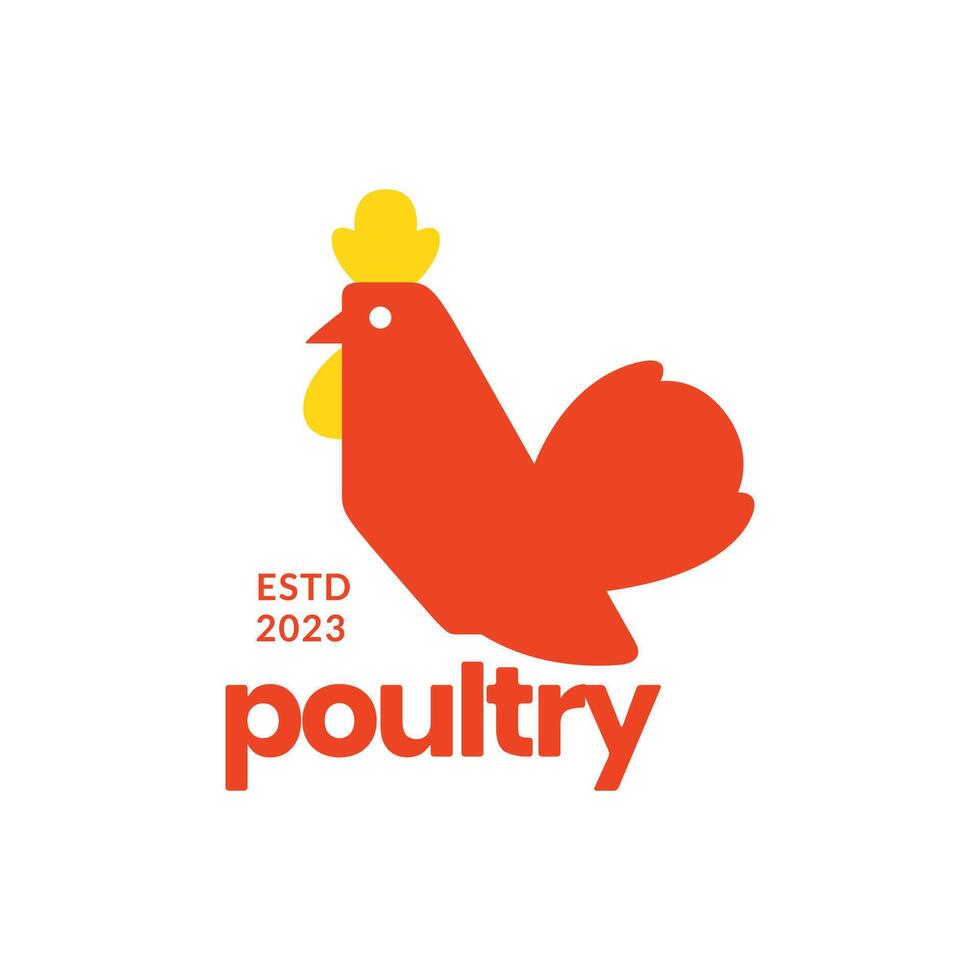 Gallo pollo pollame piatto stile semplice moderno colorato pulito logo design vettore icona illustrazione