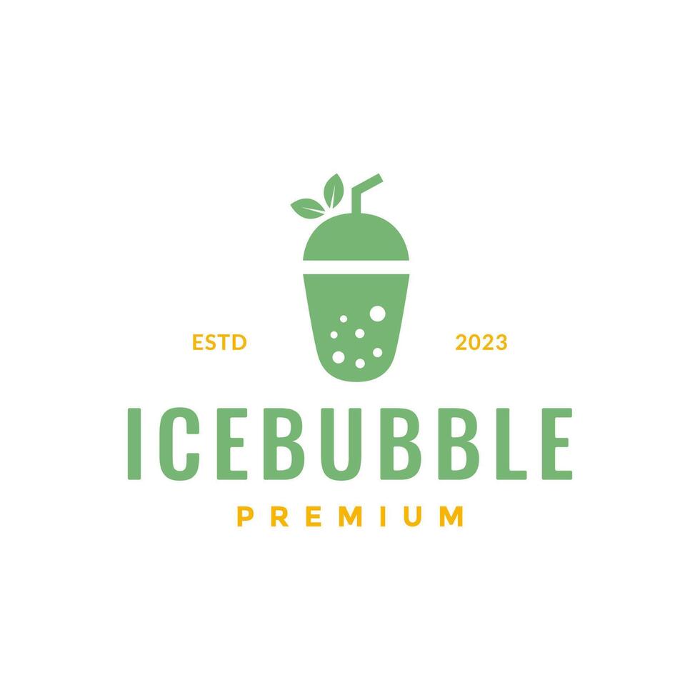 ghiaccio bevanda bolla natura le foglie succo colorato semplice logo design vettore icona illustrazione