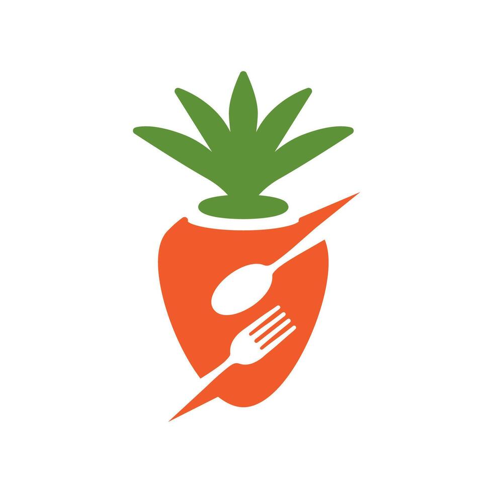 verdura carota con cucchiaio forchetta cucinando mangiare moderno semplice piatto minimo logo design vettore icona illustrazione