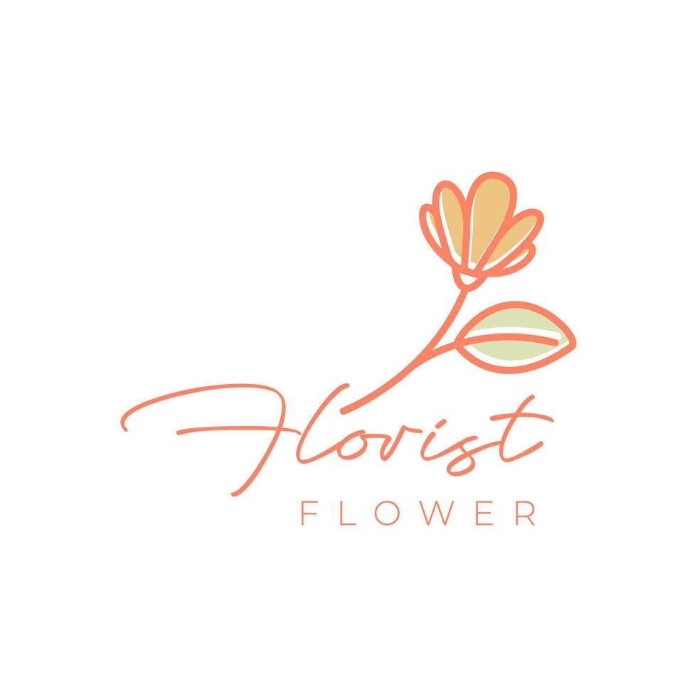 margherita fiore femminile fioraio botanico linea stile colorato moderno logo design vettore icona illustrazione