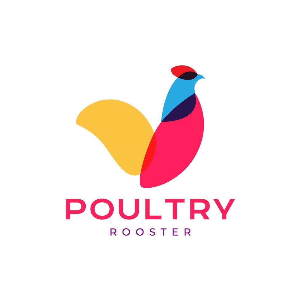 Gallo pollo pollame astratto portafortuna moderno colorato pulito logo design vettore icona illustrazione