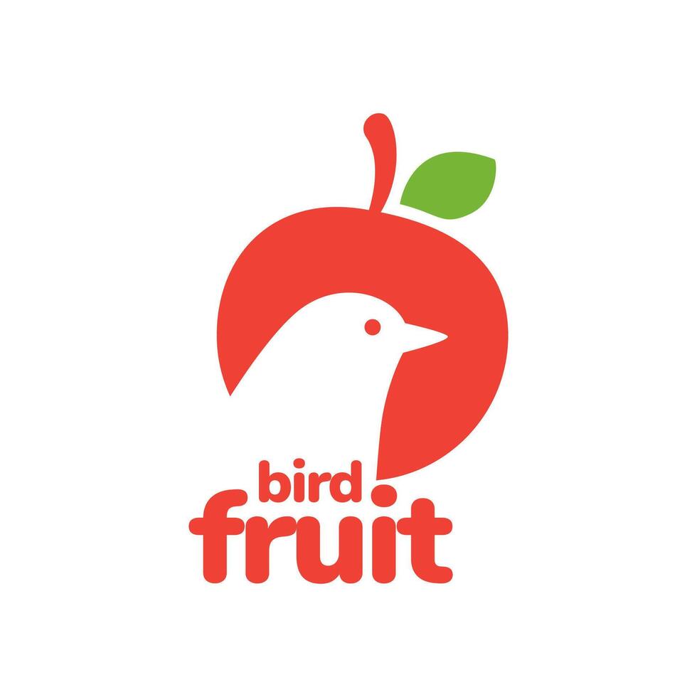 uccello testa con Mela frutta fresco moderno minimo portafortuna logo design vettore icona illustrazione