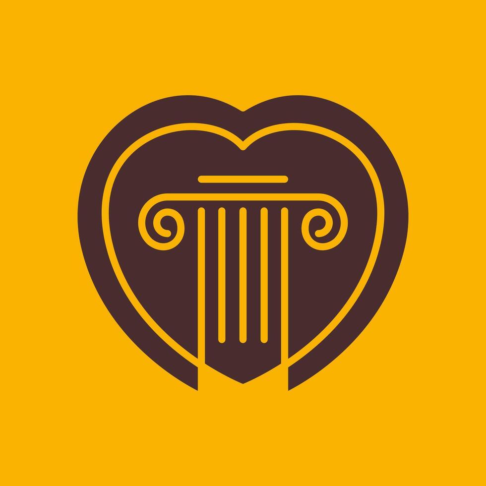 pilastro legge procuratore azienda consulente amore cuore minimo stile semplice logo design vettore icona illustrazione