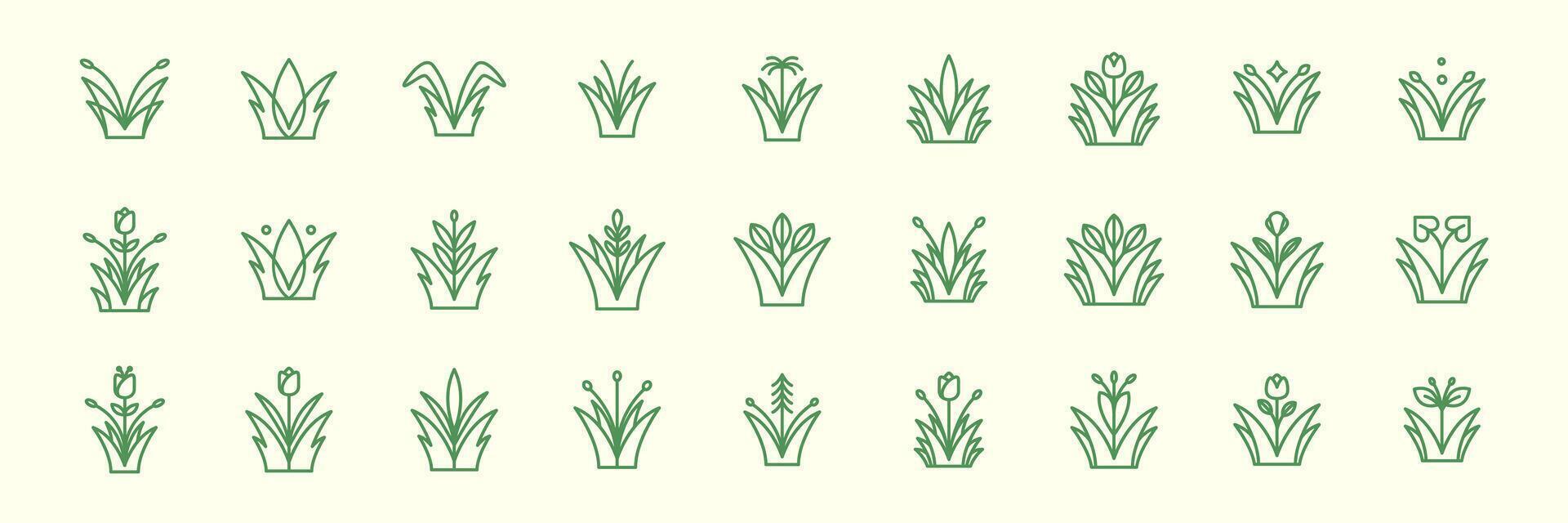genere di pianta fiori giardinaggio botanico agricoltura linea stile minimo icona impostato collezione cartello simbolo logo design vettore illustrazione