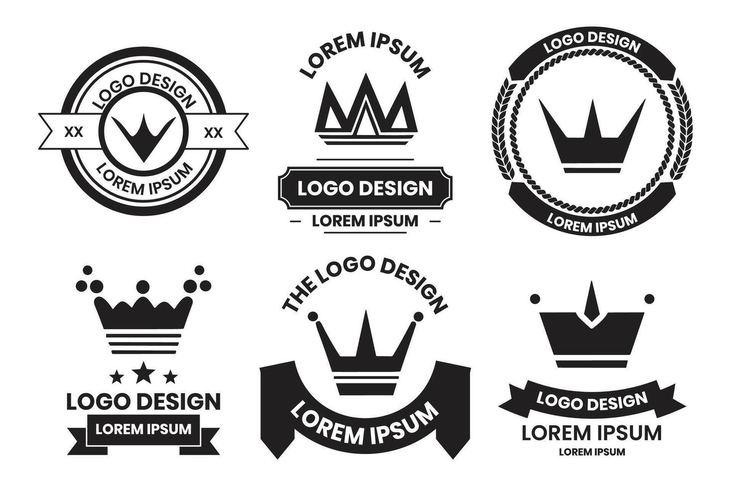 corona logo nel moderno minimo stile vettore