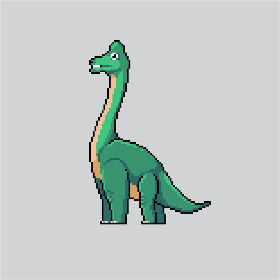 pixel arte illustrazione brachiosauro. pixelated brachiosauro. brachiosauro dinosauro pixelated per il pixel arte gioco e icona per sito web e video gioco. vecchio scuola retrò. vettore