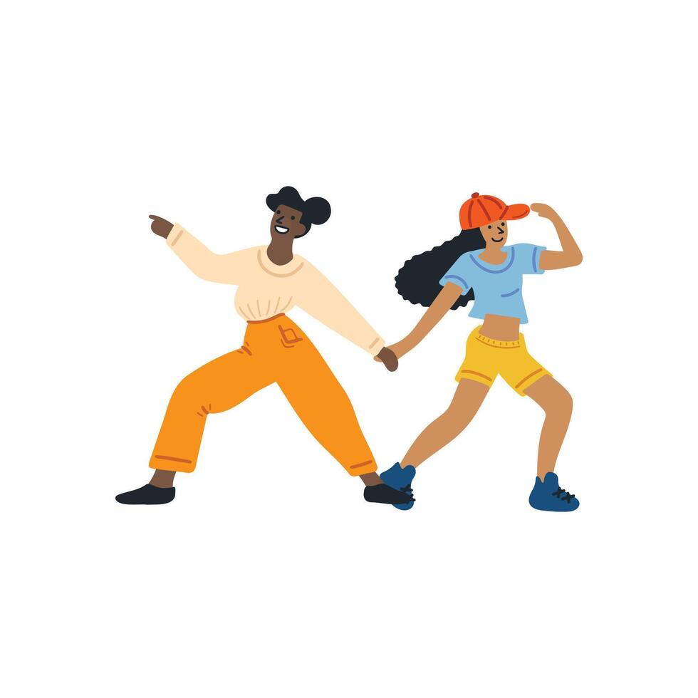 Due persone danza insieme piatto illustrazione stile vettore
