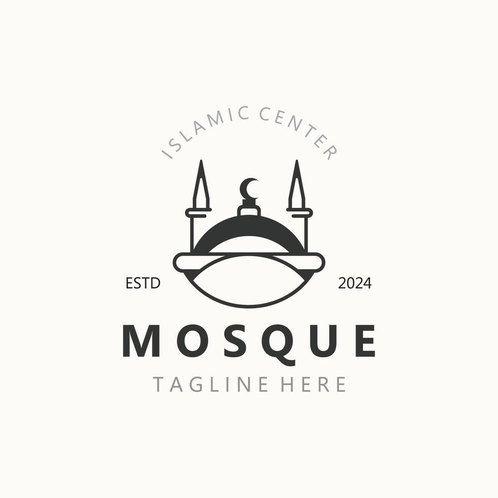 moschea logo disegno, semplice islamico architettura, emblema simbolo islamico centro vettore modello