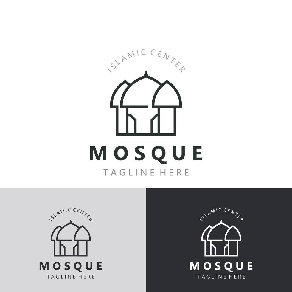 moschea logo disegno, semplice islamico architettura, emblema simbolo islamico centro vettore modello