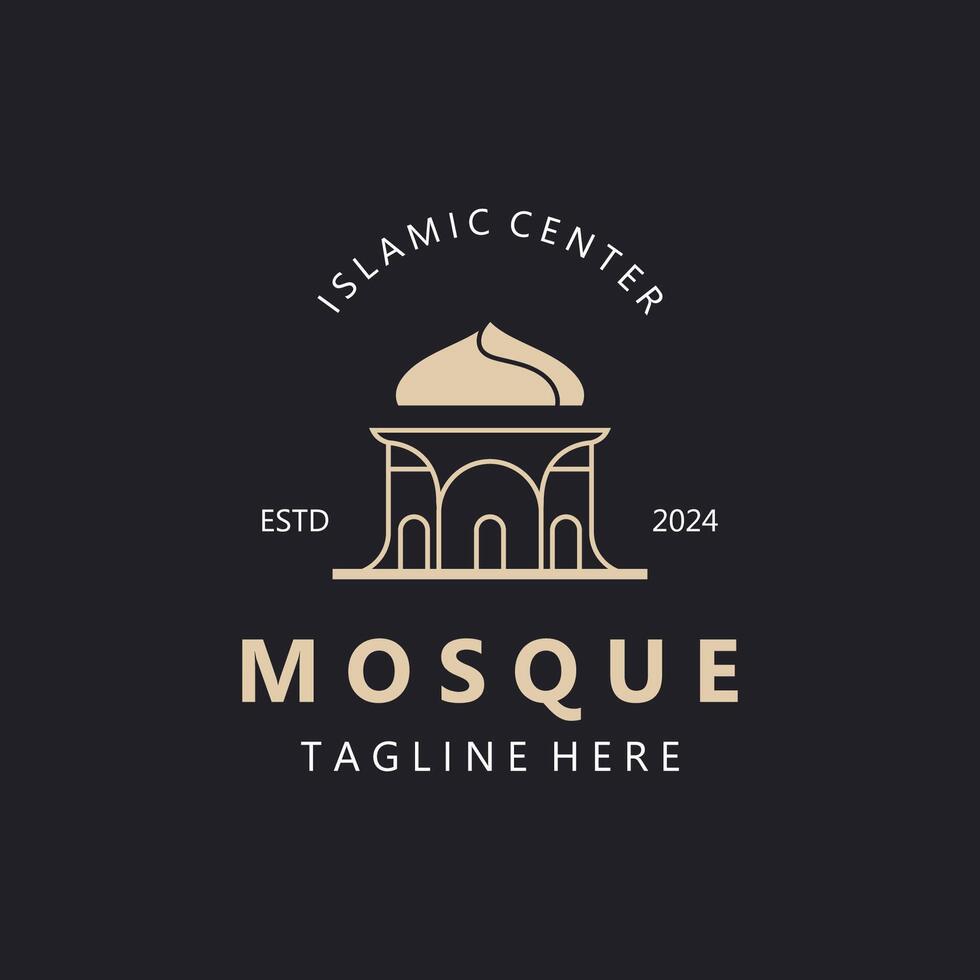 moschea logo disegno, semplice islamico architettura, emblema simbolo islamico centro vettore modello