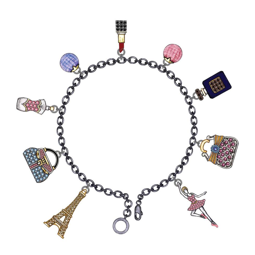 braccialetto moda gioielleria tema Accessori per donne design di mano disegno su carta. vettore