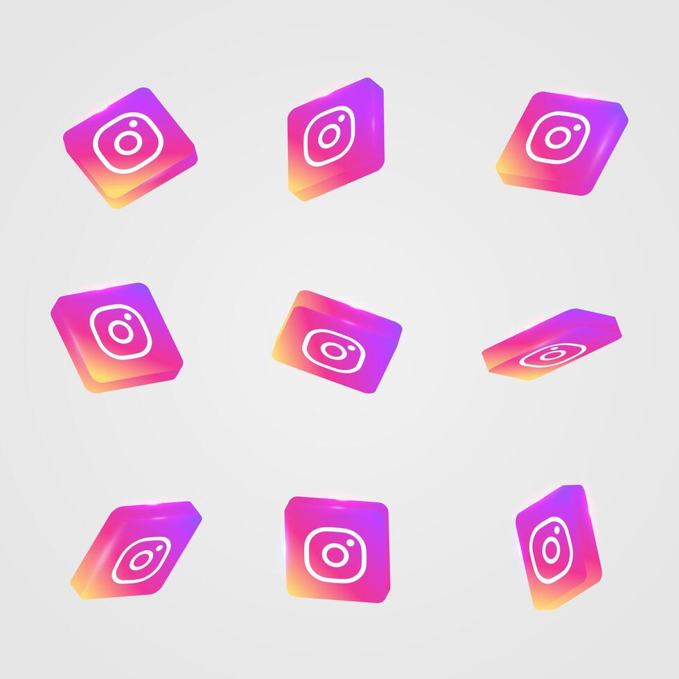 instagram 3d sociale Rete icone, instagram icone collezione vettore