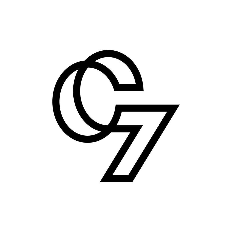 iniziale monogramma lettera c e 7 logo design vettore