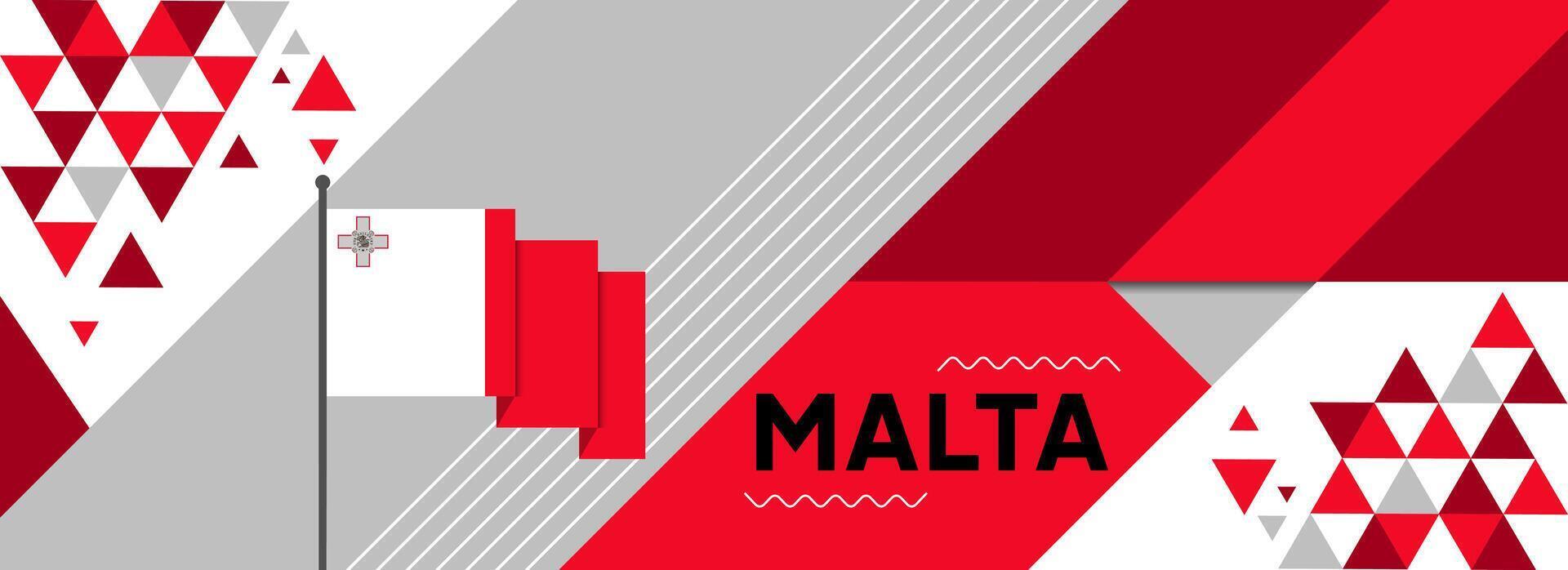 Malta nazionale o indipendenza giorno bandiera design per nazione celebrazione. bandiera di Malta con moderno retrò design e astratto geometrico icone. vettore illustrazione