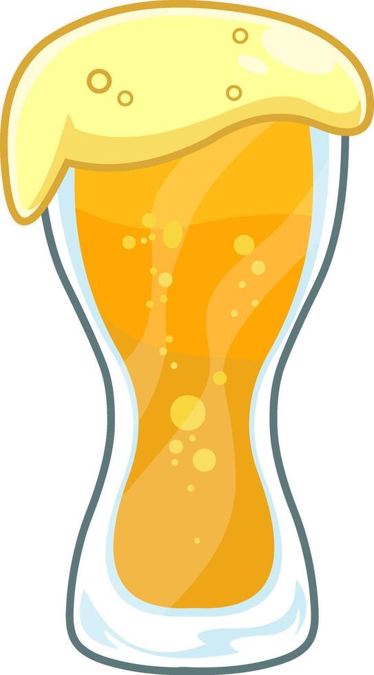 cartone animato bicchiere freddo birra con schiuma. vettore mano disegnato illustrazione isolato su trasparente sfondo