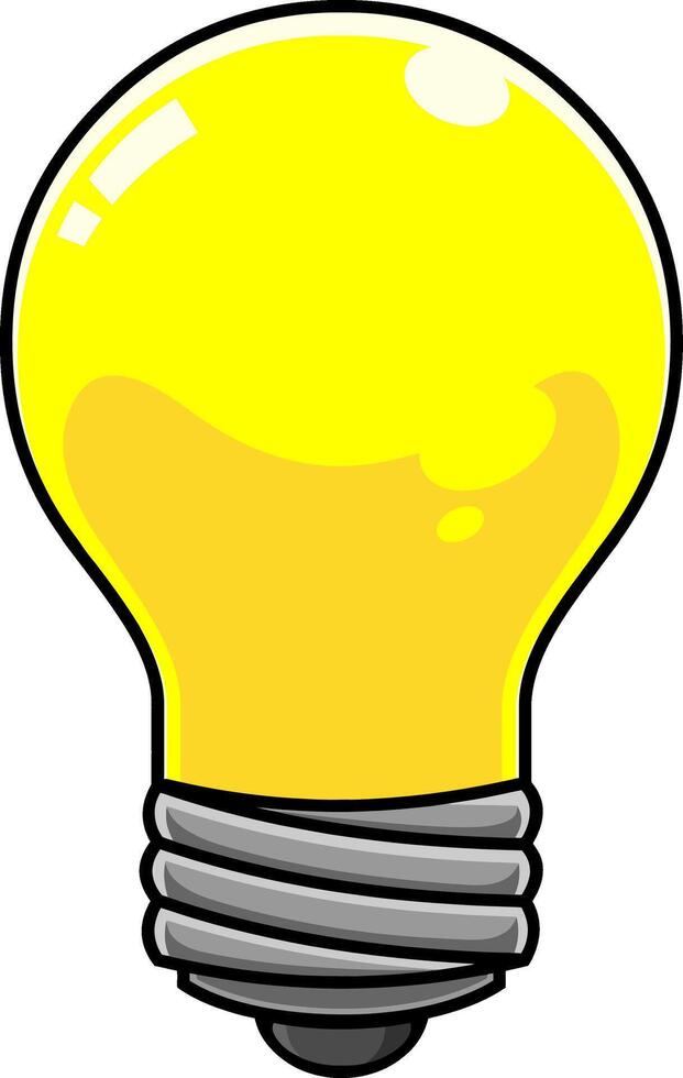 cartone animato giallo leggero lampadina. vettore mano disegnato illustrazione