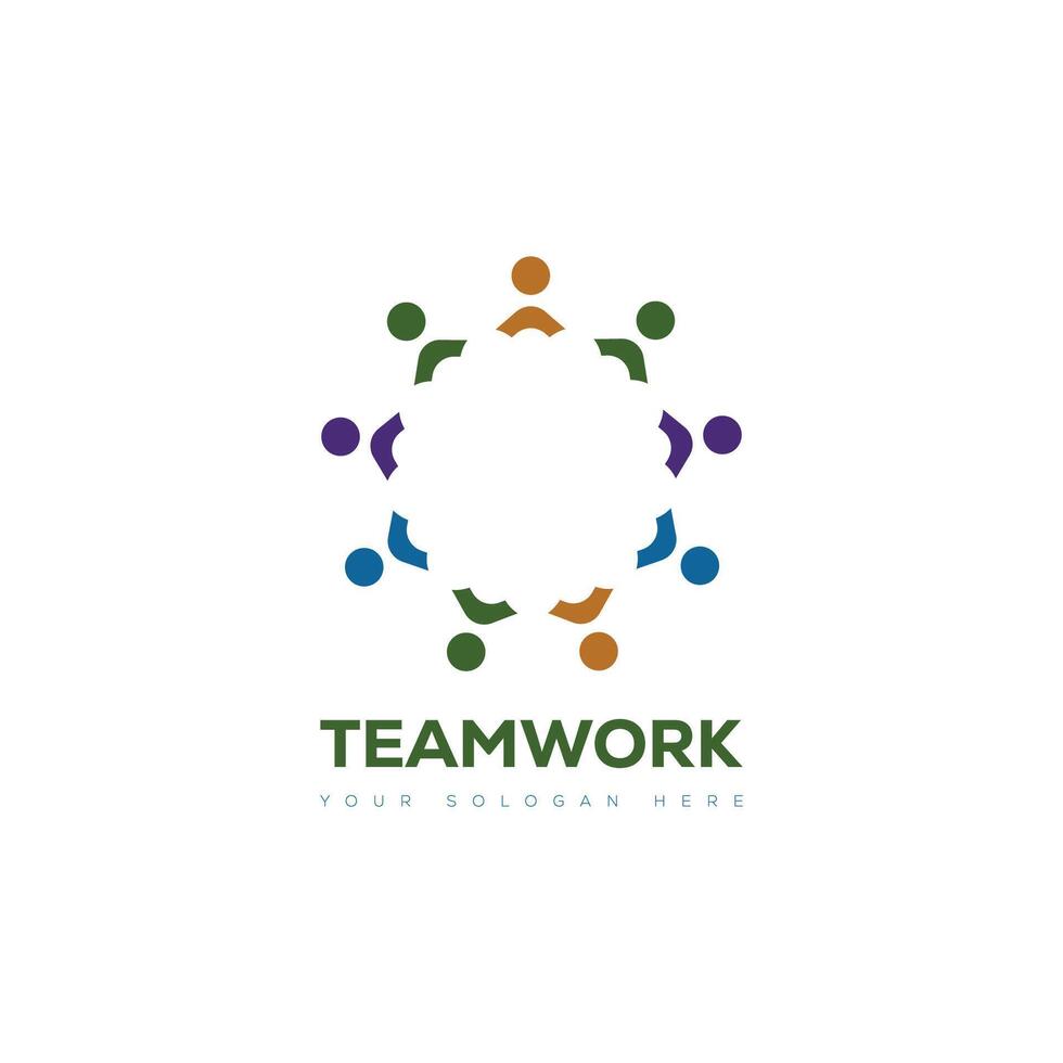 design del logo della comunità di persone di lavoro di squadra vettore