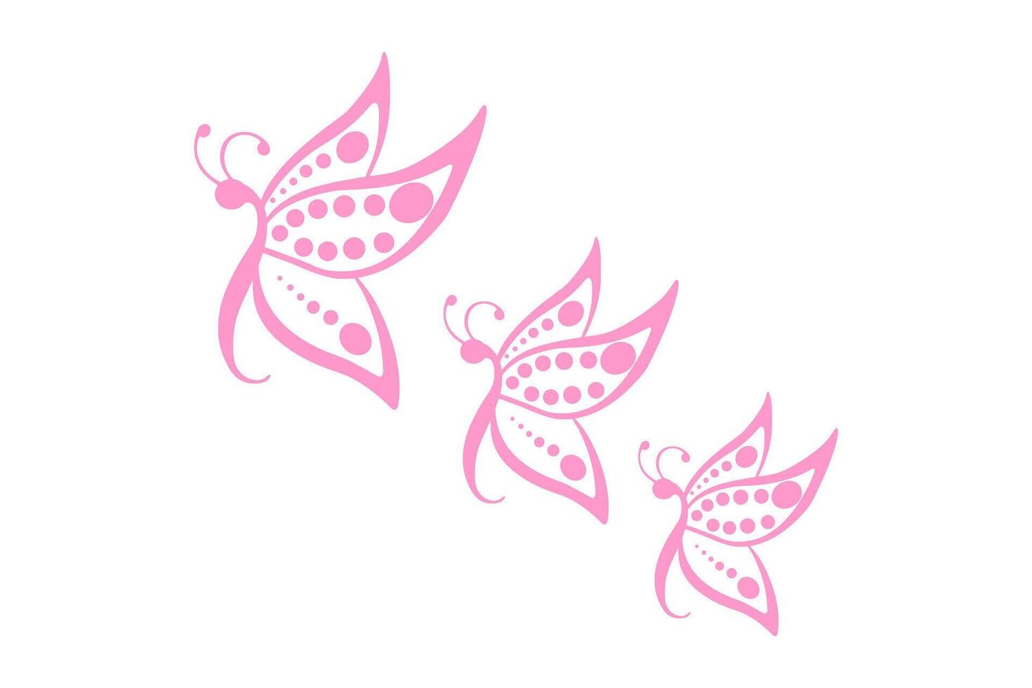 vettore impostato di tribale stile rosa farfalle su bianca sfondo