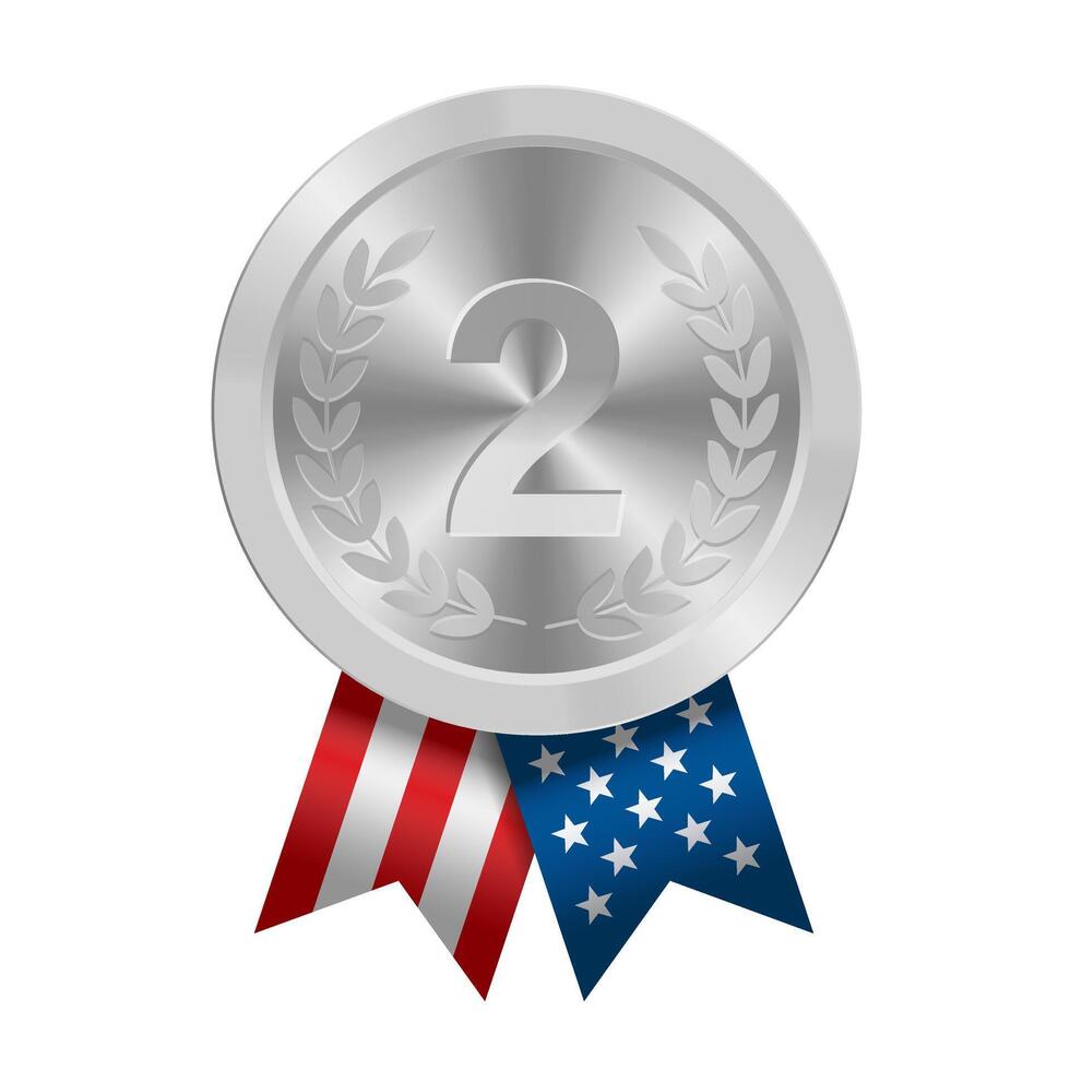 argento premio sport medaglia con Stati Uniti d'America nastri e stella vettore