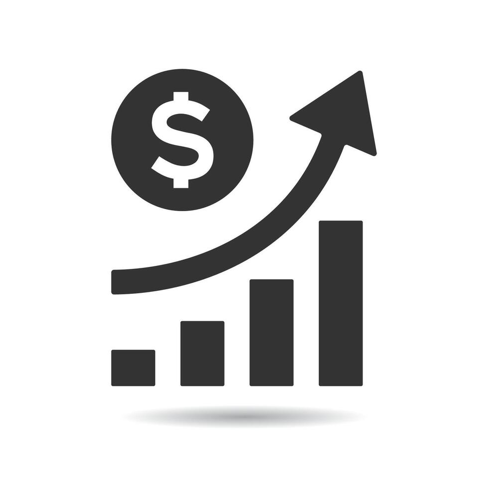attività commerciale profitto e successo freccia grafico con dollaro cartello vettore illustrazione isolato.
