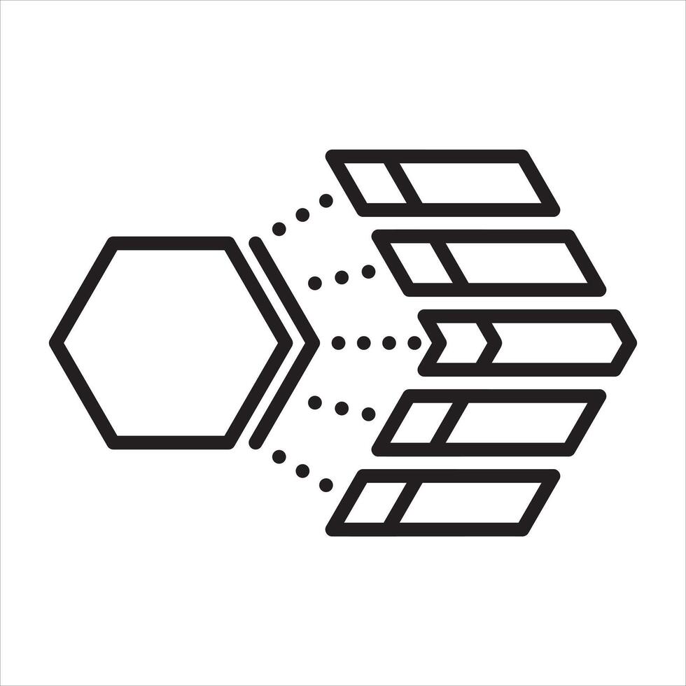 Infografica esagonale passo sega linea icona vettore