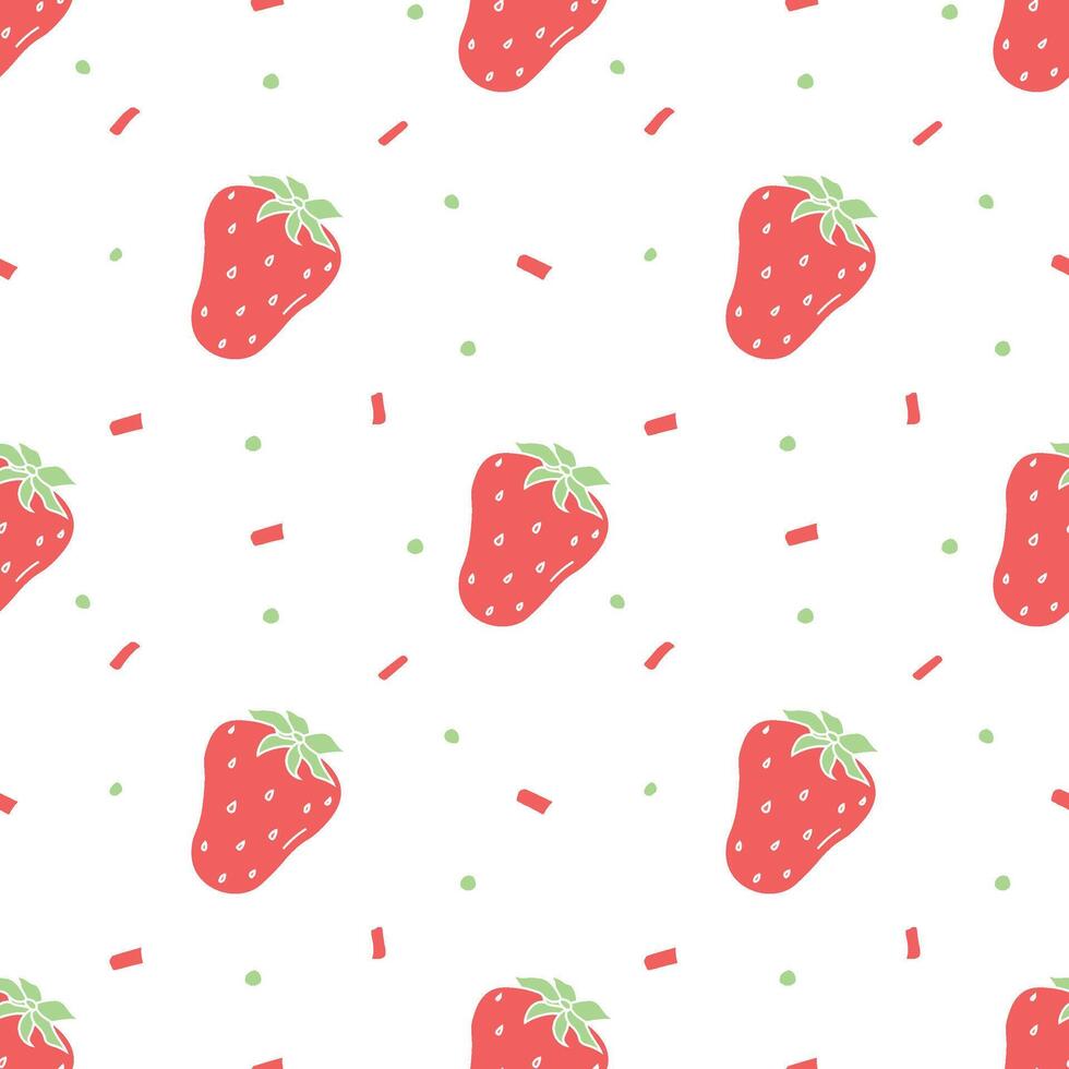 modello di fragole senza soluzione di continuità. vettore di doodle con icone di fragole rosse. modello di fragole vintage