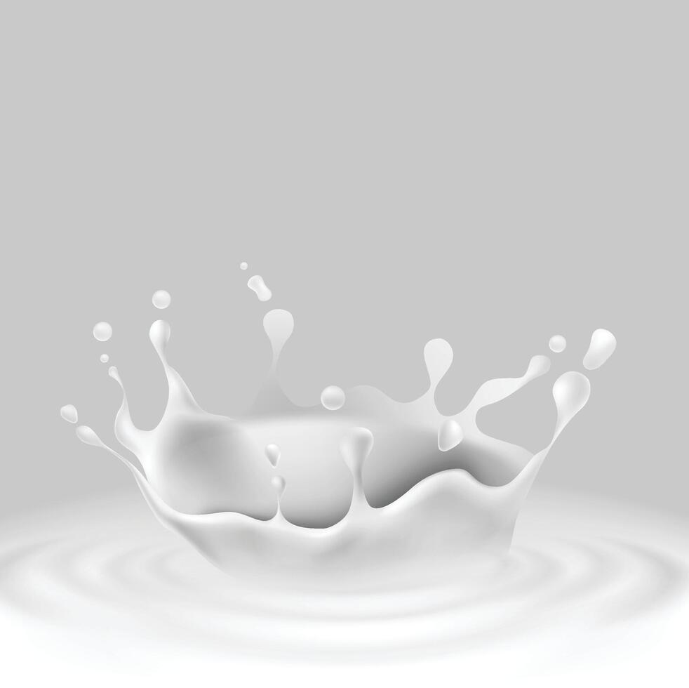 latte spruzzo far cadere mucche, pecora, capre, soia, Riso, avena, canapa o Noce di cocco latte spruzzo vettore sfondo