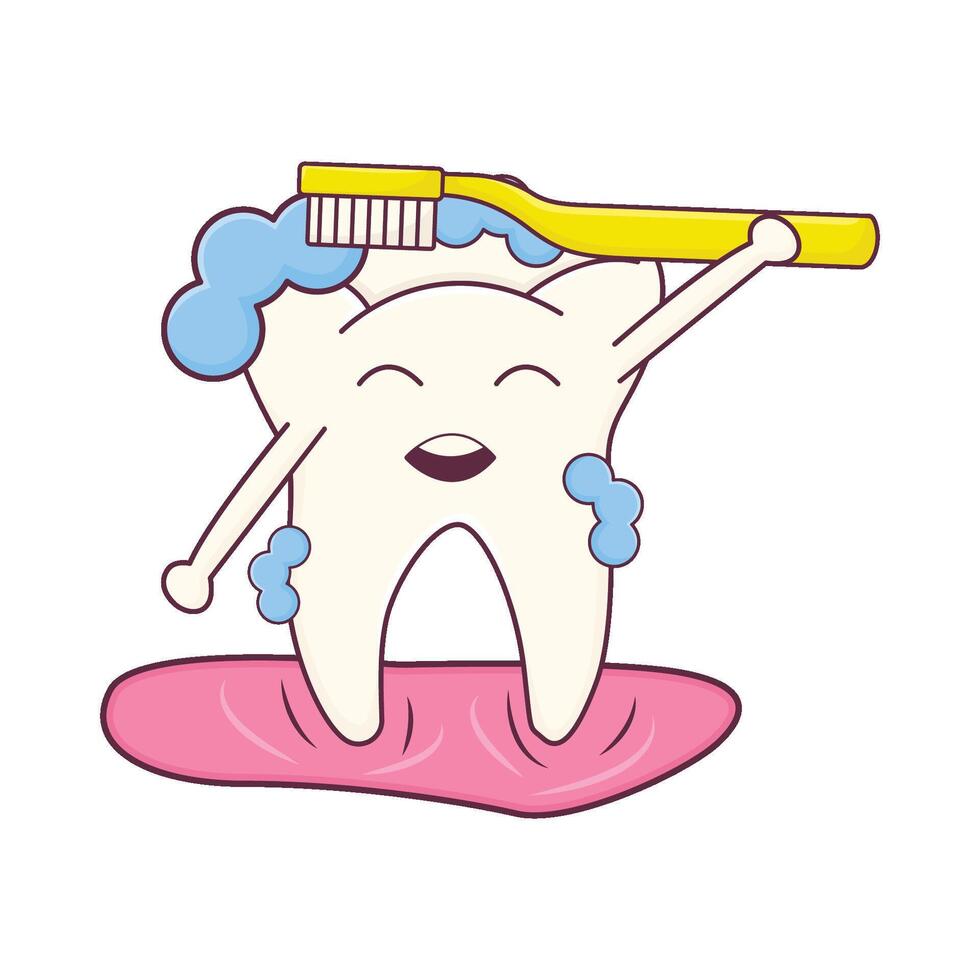 illustrazione di spazzolatura denti vettore