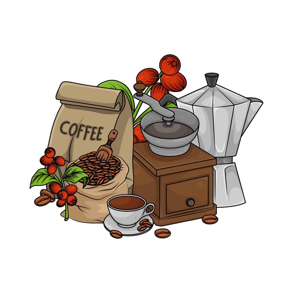 illustrazione di caffè macinino vettore