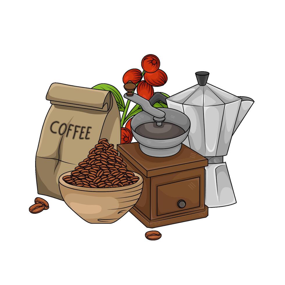 illustrazione di caffè macinino vettore