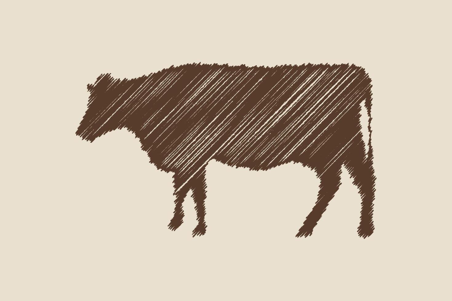 Vintage ▾ incisione isolato mucca impostato illustrazione inchiostro schizzo. vettore