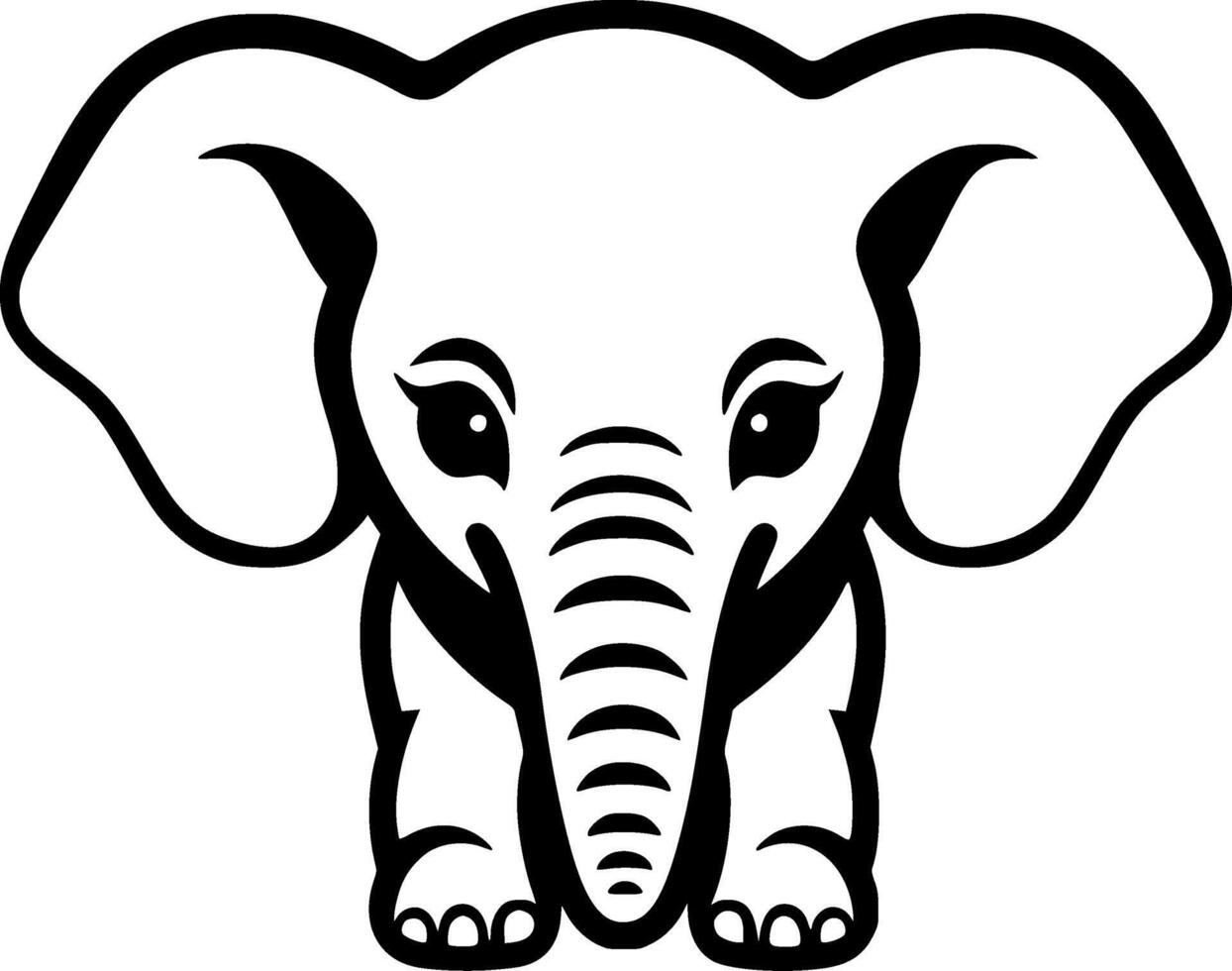 elefante bambino, nero e bianca vettore illustrazione