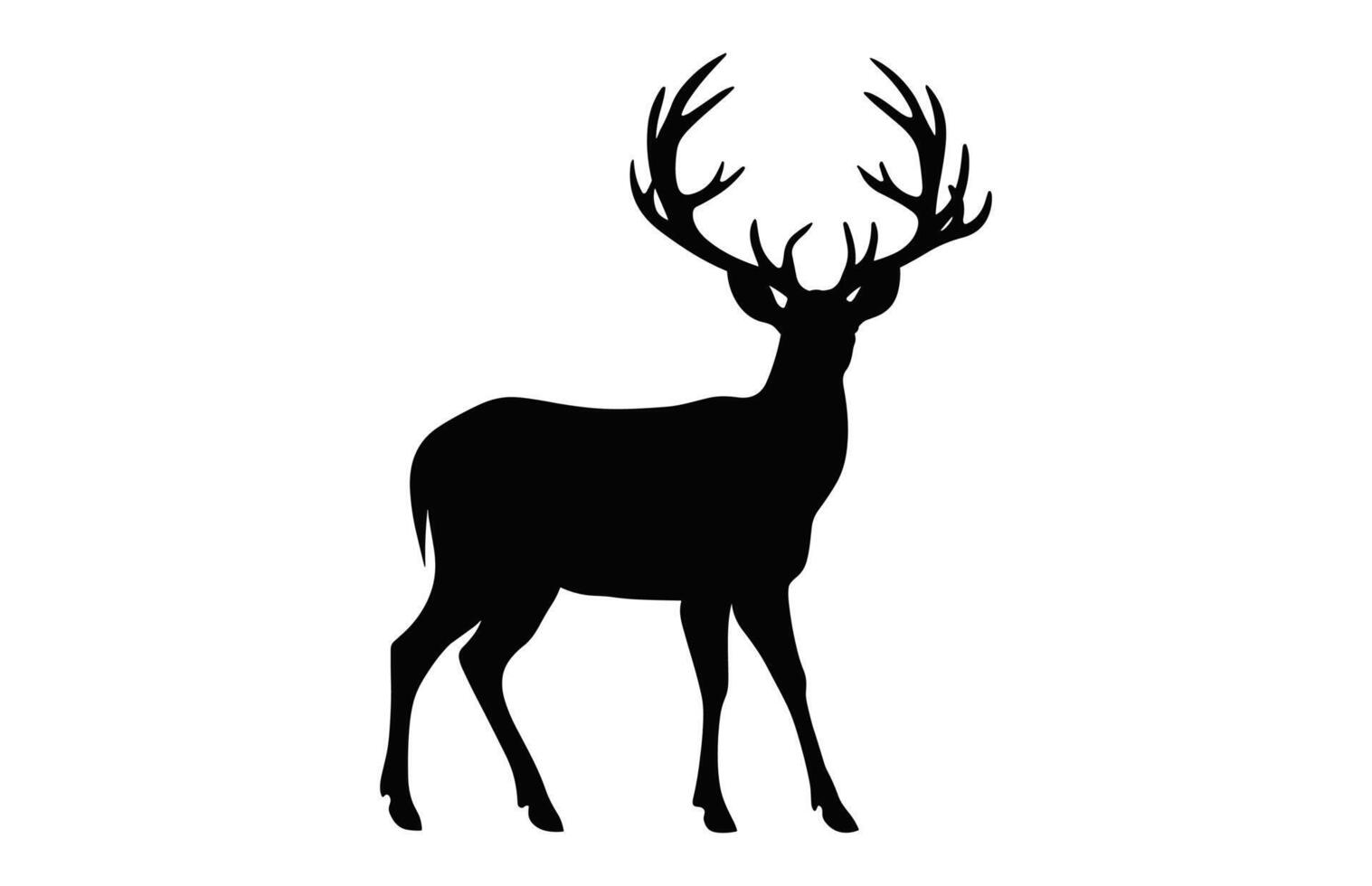 cervo silhouette nero vettore, cervo ramificazione clipart isolato su un' bianca sfondo vettore