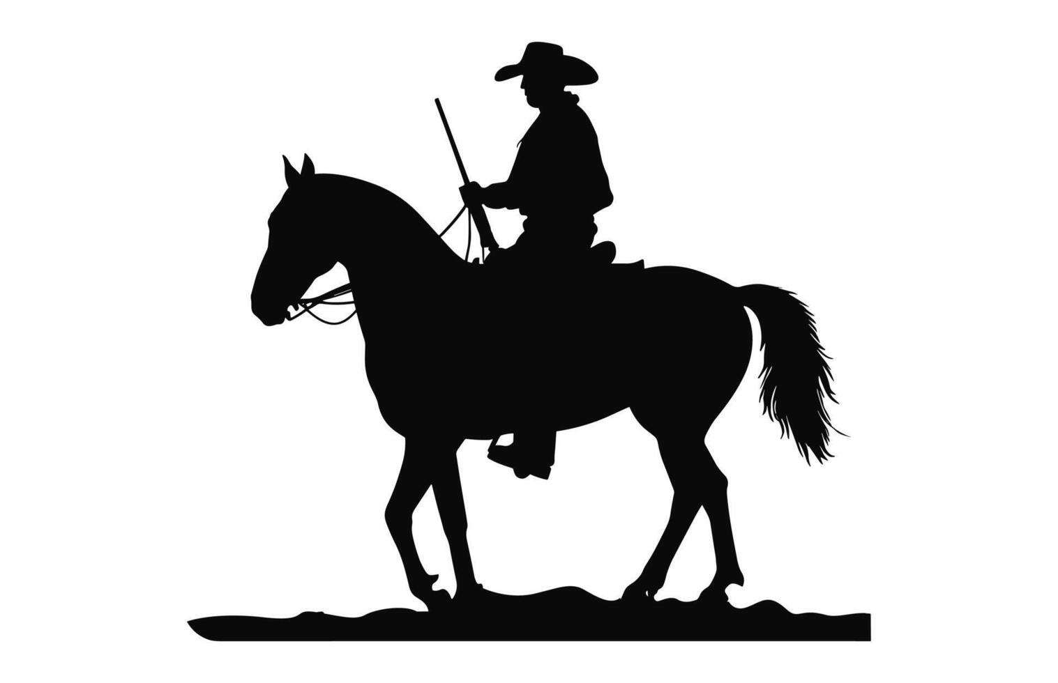 messicano cowboy equitazione un' cavallo vettore nero silhouette isolato su un' bianca sfondo