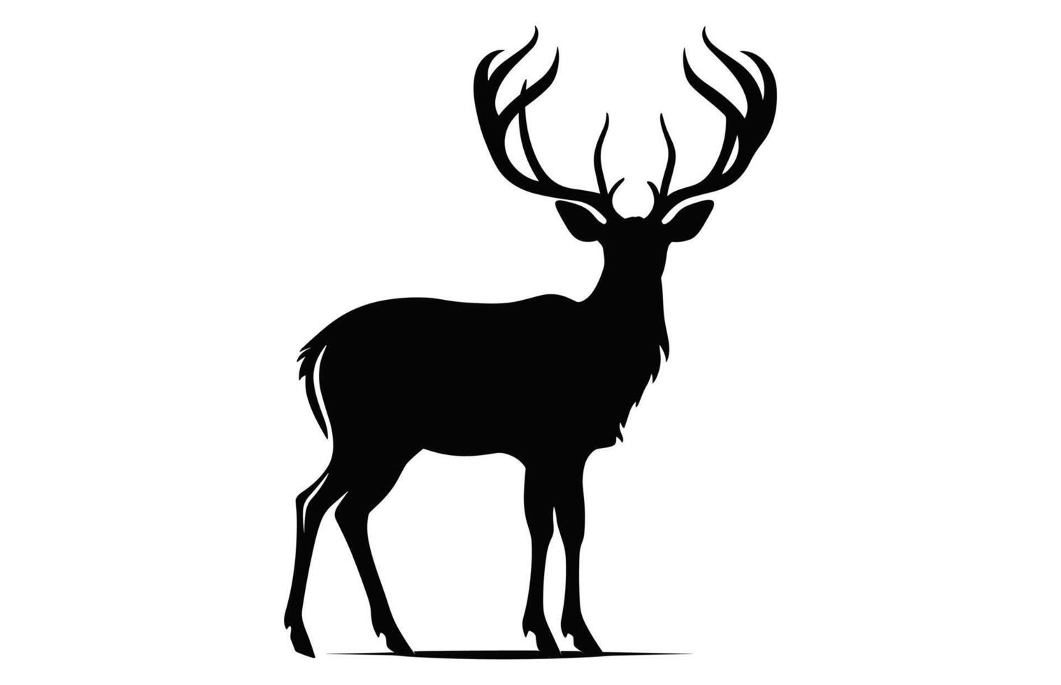 cervo silhouette vettore isolato su un' bianca sfondo, cervo ramificazione nero clipart