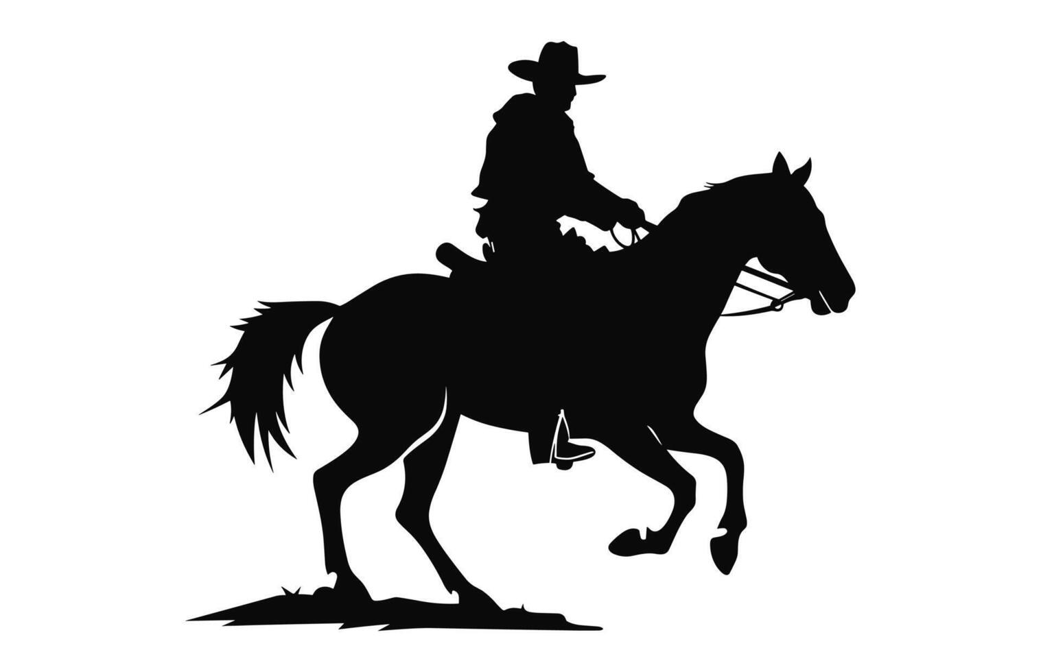 messicano cowboy equitazione un' cavallo nero silhouette vettore isolato su un' bianca sfondo