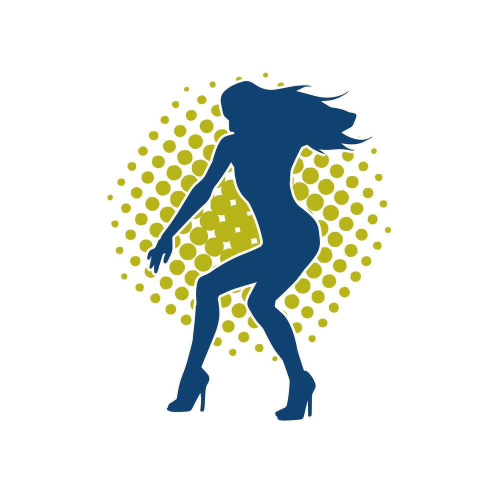 silhouette di un' sottile femmina nel danza posa. silhouette di un' donna ballando. vettore