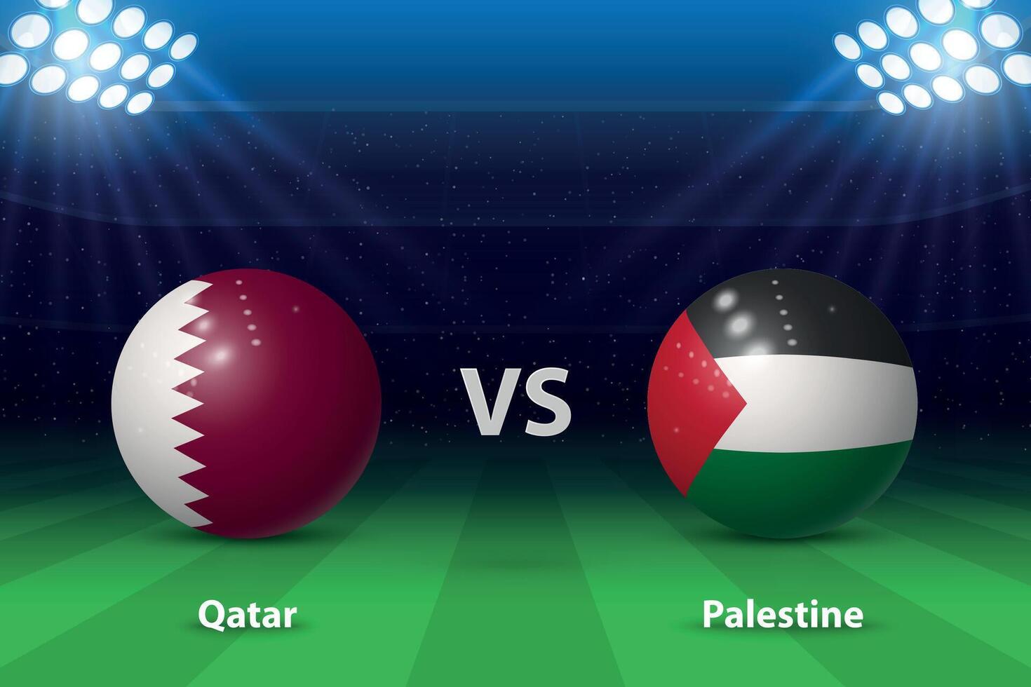 Qatar vs Palestina. tramortire palcoscenico Asia 2023, calcio tabellone segnapunti. vettore