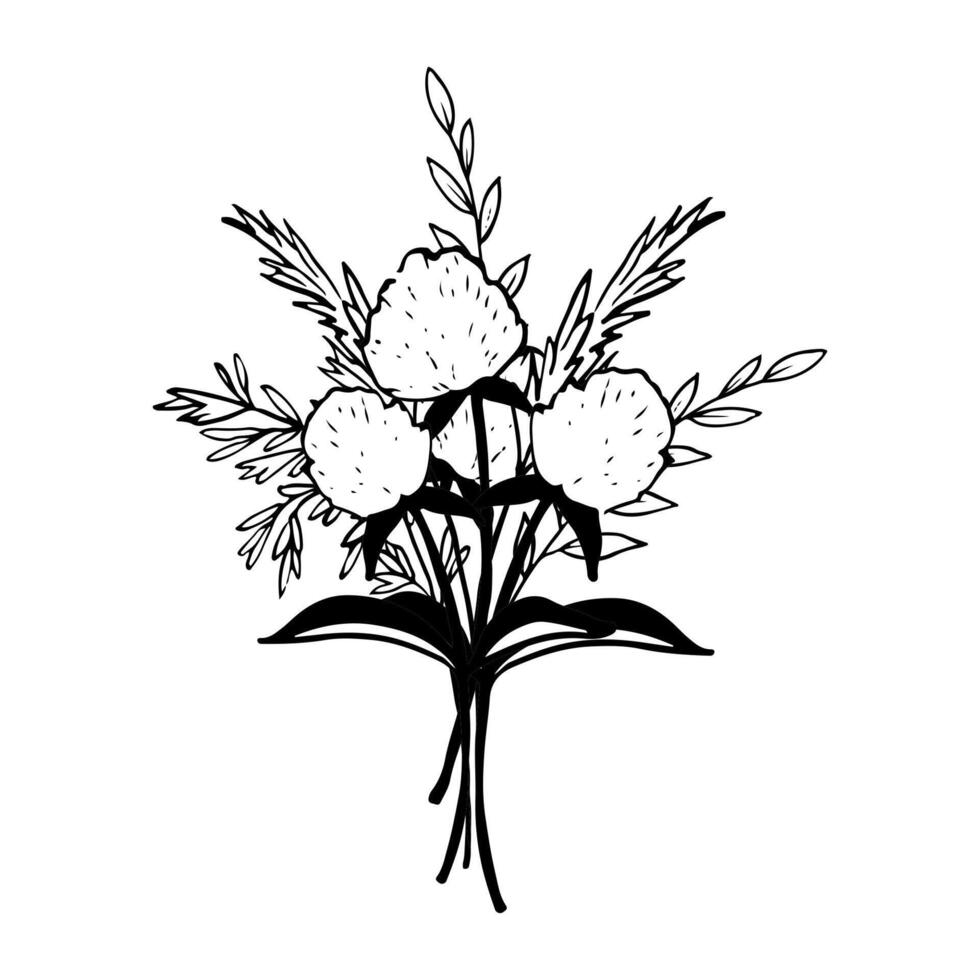 trifoglio con lussureggiante asciutto erba mazzo vettore illustrazione. botanico disegno per primavera e estate floreale rustico disegni