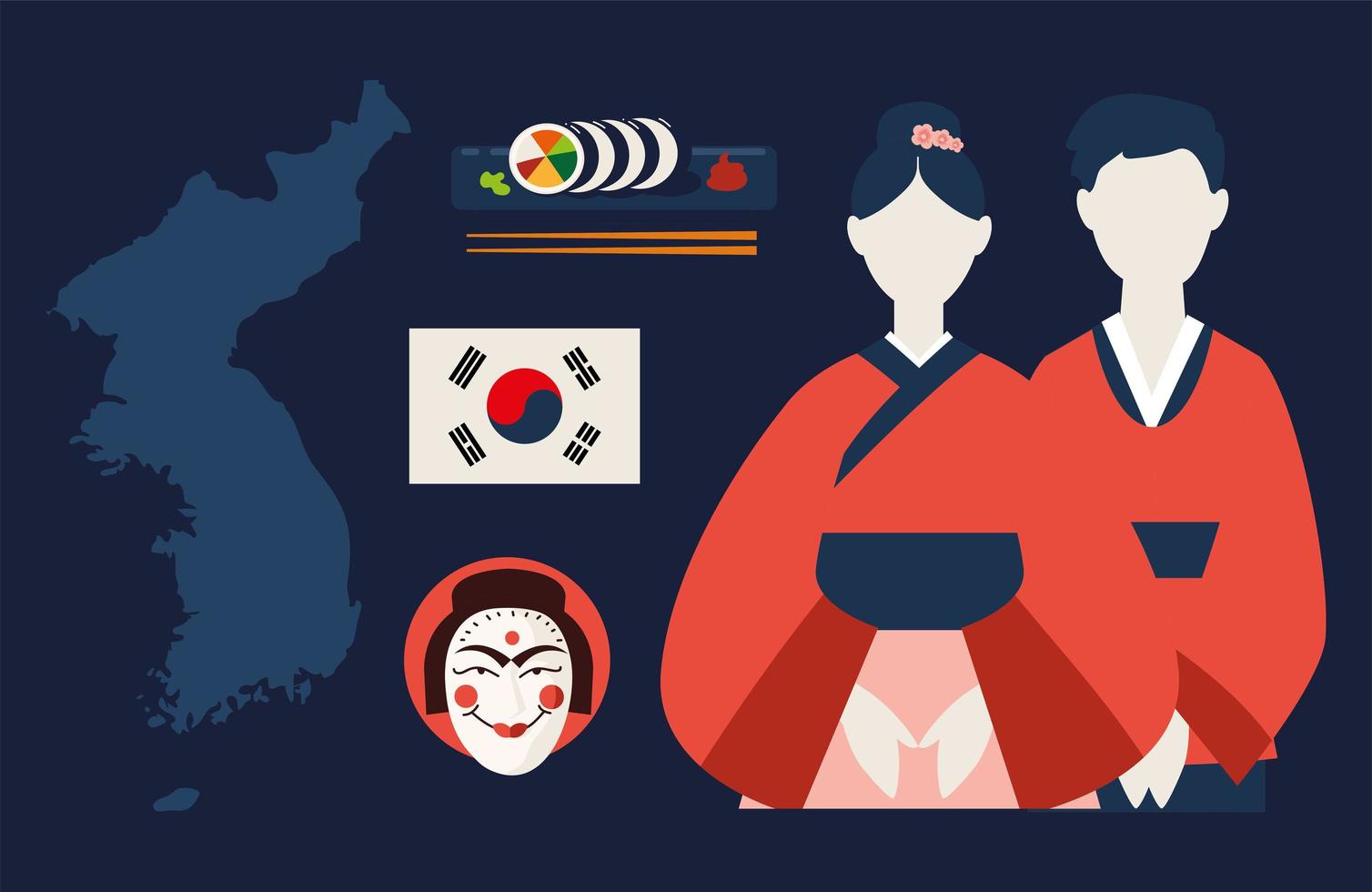 icone cultura coreana vettore